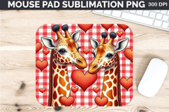 Watercolor Giraffes Mouse Pad Sublimation - Valentines PNG Product Image 1