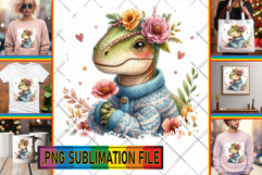 Cheerful TSHIRT Gift Ideas PNG, Dino Product Image 1