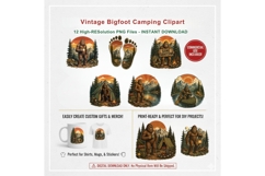 Vintage Bigfoot Camping Clipart PNG, 12 Sasquatch Outdoor Product Image 3
