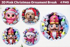 3D Pink Christmas Ornament Break clipart png Product Image 1