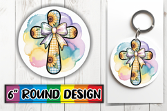 Sublimation Circle Ornaments PNG, Cross and Bow Product Image 1
