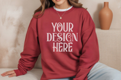 Antique Cherry Red Gildan 18000 Sweatshirt Model Mockups Product Image 1