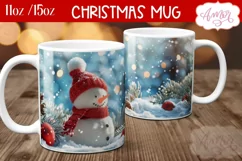 Christmas snowman mug sublimation wrap PNG 11oz 15oz Product Image 2