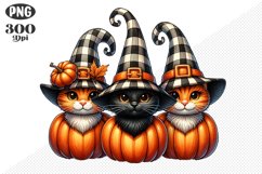 Halloween Cat And Pumpkin Sublimation - Clipart PNG Design Product Image 1