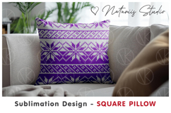 Cozy Christmas Knitted Design - Sublimation Square Pillow Product Image 3
