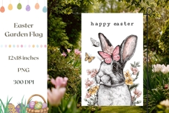 Happy Easter Garden Flag, Vintage Easter Bunny Print Product Image 1