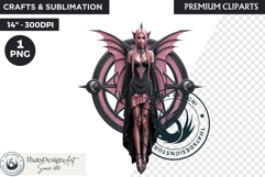 Pastel Goth Fairy Clipart, Black Pink PNG fantasy clipart Product Image 1