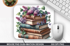 Book Flower Mouse Pad Sublimation, Animals Mouse Pad PNG Product Image 1
