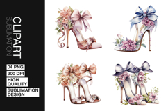 Floral Heels Art Clipart PNG Product Image 1