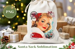 Retro Christmas Santa Sack, Christmas Gift Bag, Woman PNG Product Image 1