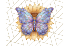 Stained Glass Butterfly and Sunflower PNG Clipart Product Image 2