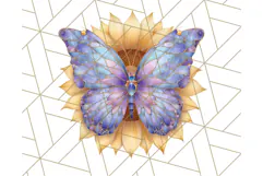 Stained Glass Butterfly and Sunflower PNG Clipart Product Image 2