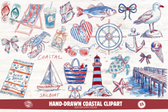 Hand-Drawn Coastal Clipart Product Image 1