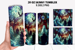 Ghost Skinny Tumbler 20oz Wrap Design, Halloween Tumbler PNG Product Image 1
