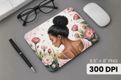 Afro Girl / Woman braided hair Mouse Pad, Black Queen PNG Product Image 1