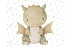 Watercolor Baby Dragon Clipart, Cute Nursery Fantasy PNG Product Image 4