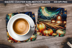 Pumpkin Coaster Sublimation, Halloween Coaster PNG Design Product Image 1