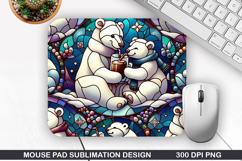 Bear Mouse Pad Sublimation, Christmas Mouse Pad PNG Design Product Image 1