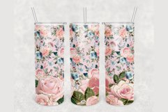 Pink Blue Roses gold glitter 20oz tumbler sublimation design Product Image 1