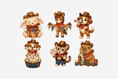 Cowboy Birthday Animals Clipart PNG | Western Party Animal Product Image 5