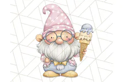 Ice Cream Gnome Clipart PNG Summer Dessert Art, Summer Gnome Product Image 2