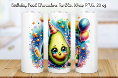 Birthday Food Character Tumbler Wrap PNG 20 oz Product Image 1