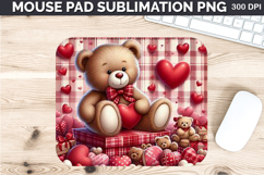 Watercolor Bear Mouse Pad Sublimation - Valentines PNG Product Image 1