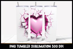 Valentine Tumbler Sublimation I Heart in cracked wall PNG Product Image 1