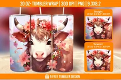 Highland Cow Tumbler Designs, Sublimation Wrap Product Image 1