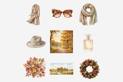 Hello Autumn Watercolor Clipart Bundle, Fall Pumpkin Leaves Product Image 3