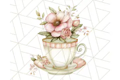 Pastel Tea Clip Art PNG with Sweets and Floral Accents Png Product Image 2
