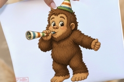 Funny Bigfoot Birthday Clipart | 12 PNG Cute Sasquatch Party Product Image 5