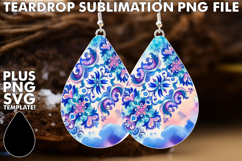 Whimsical Teardrop Earrings Art PNG, Watercolor Pattern Product Image 1