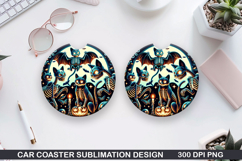 Car coaster sublimation, Halloween Coaster PNG Design Product Image 1