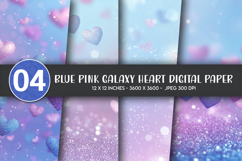 Blue Pink Galaxy Heart Digital Paper Product Image 1