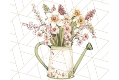 Watering Can Flowers PNG, Rustic Floral Watercolor Clipart Product Image 3