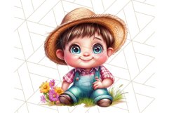 Kids Farm Clipart, Cute Farmer and Farm Animal PNG Product Image 4
