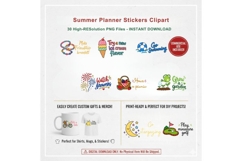 Summer Planner Stickers Clipart PNG, 30 Summer Bucket List Product Image 6
