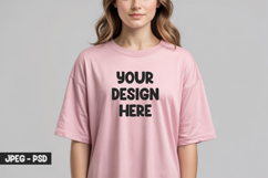 Oversized Pink T-Shirt PSD Mockup Product Image 1