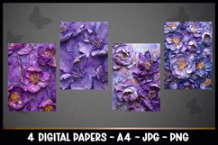 4 Beautiful 3D Flowers Digital Papers I Junk Journal Pages Product Image 2