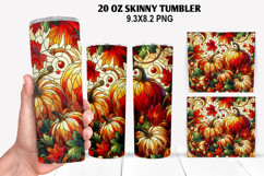 Pumpkins Skinny Tumbler 20oz Wrap Design, Halloween Tumbler Product Image 1