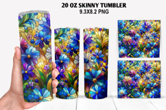 Flower Skinny Tumbler 20oz Wrap Design, Flowers Tumble PNG Product Image 1