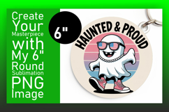 Artistic Keychain Circle Design PNG , Funny Ghost Product Image 1