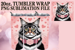 Sweet Sublimation 20oz tumbler wrap, Valentines Cat Product Image 1