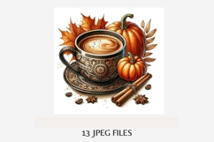 Autumn Pumpkin Spice Coffee Clipart | 13 JPG Files, Fall Product Image 5