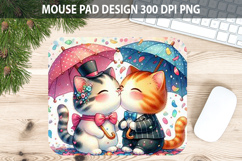 Watercolor Cat Mouse Pad Sublimation - Valentines PNG Product Image 1