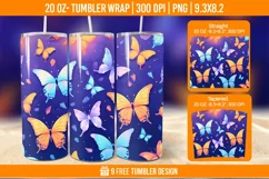 3D Cute Butterfly Tumbler Wrap Designs, Sublimation Wrap Product Image 1