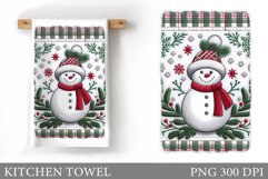 Snowman Kitchen Towel Design. Christmas Kitchen Towel Product Image 1