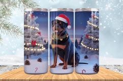 Winter Dog Christmas Snowflake PNG, Icy Tree 20oz Tumbler wr Product Image 1