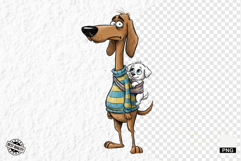 Whimsical Dog Mom With Puppy Clipart Product Image 1